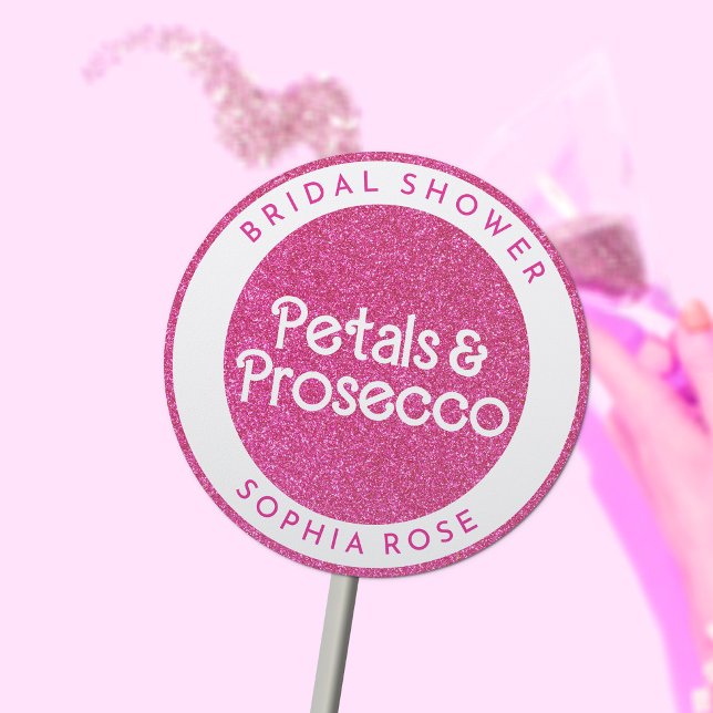 Adesivo Redondo Chá de panela Petals & Prosecco Floral Arch Boho (Criador carregado)