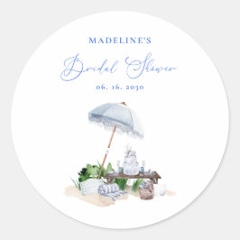 Adesivo Redondo Chá de panela Picnic da praia costeira Elegante