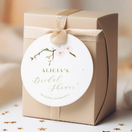 Adesivo Redondo Chá de panela primavera elegante floral cor-de-ros