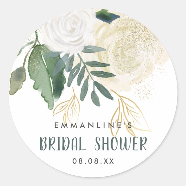 Adesivo Redondo Chá de panela Romântico de Rosas (Frente)