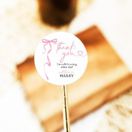 Adesivo Redondo Chá de panela Rosa, Arco Obrigado, Marcas Favoráve