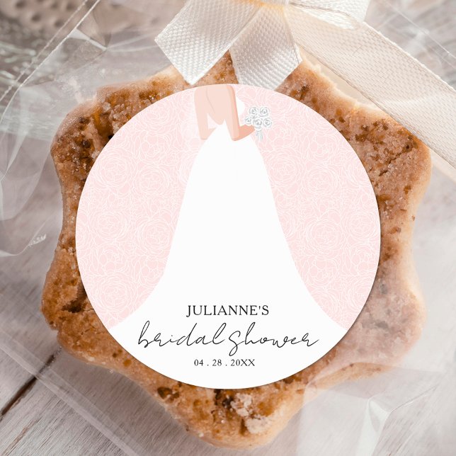 Adesivo Redondo Chá de panela Rosa De Vestido De Casamento (Criador carregado)