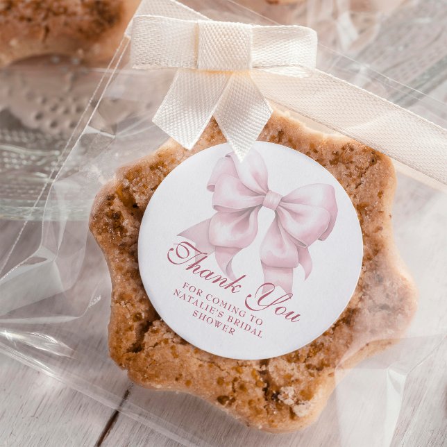 Adesivo Redondo Chá de panela Rosa Personalizado Obrigado (Criador carregado)