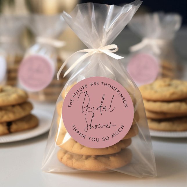 Adesivo Redondo Chá de panela rosa Rosa Dusty (For your bridal shower thank you favors!)