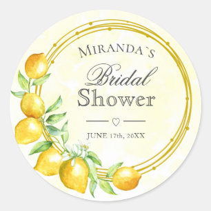 Adesivo Redondo Chá de panela Russo Dourado Wreath Lemon Summer B