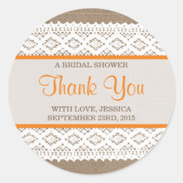 Adesivo Redondo Chá de panela Rustic Burlap & Vintage White Lace