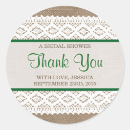 Adesivo Redondo Chá de panela Rustic Burlap & Vintage White Lace