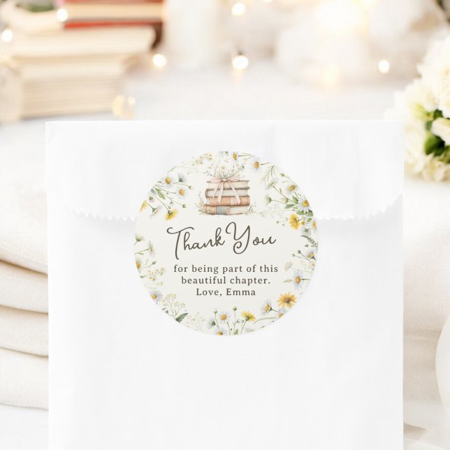 Adesivo Redondo Chá de panela Rustic Floral Obrigado A Favor (Rustic Floral Bridal Shower Thank You Favor Classic Round Sticker)