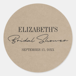 Adesivo Redondo Chá de panela Rustic Kraft Modern Script