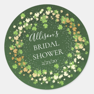 Adesivo Redondo Chá de panela Shamrock Ouro Envelope Selo