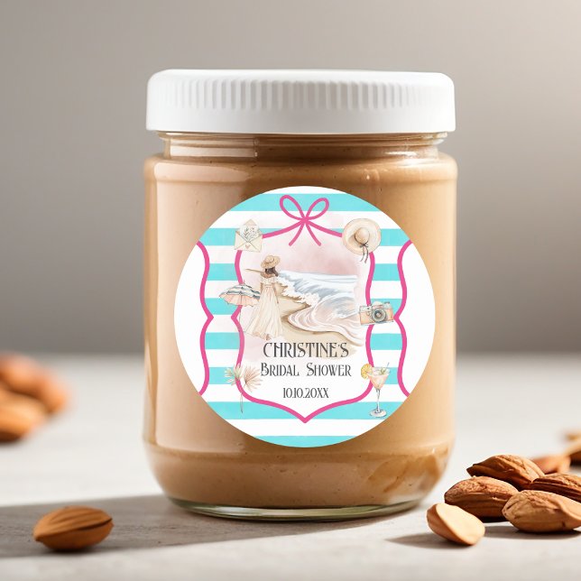 Adesivo Redondo Chá de panela Summer Chic Beach e Waves (Criador carregado)