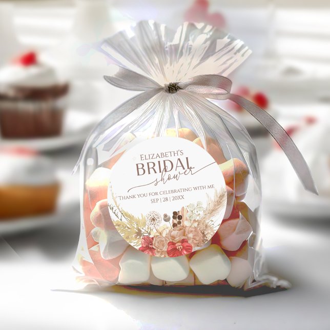 Adesivo Redondo Chá de panela Terracotta Boho obrigado para você (Criador carregado)