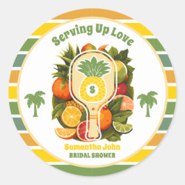 Adesivo Redondo Chá de Panela Tropical Retrô de Abacaxi de Pickleb
