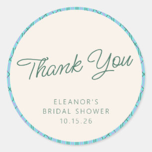 Adesivo Redondo Chá de panela Verde Azul, Cuja Vintagem É Muito Ob