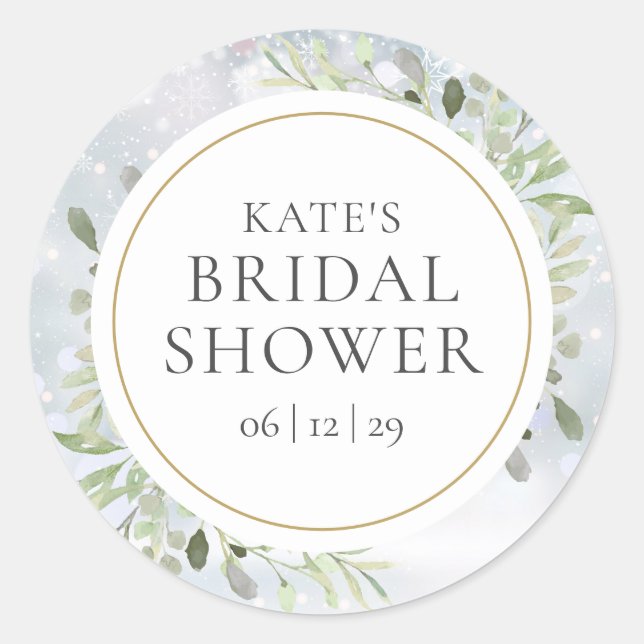 Adesivo Redondo Chá de panela verde de inverno com aquarela (Frente)