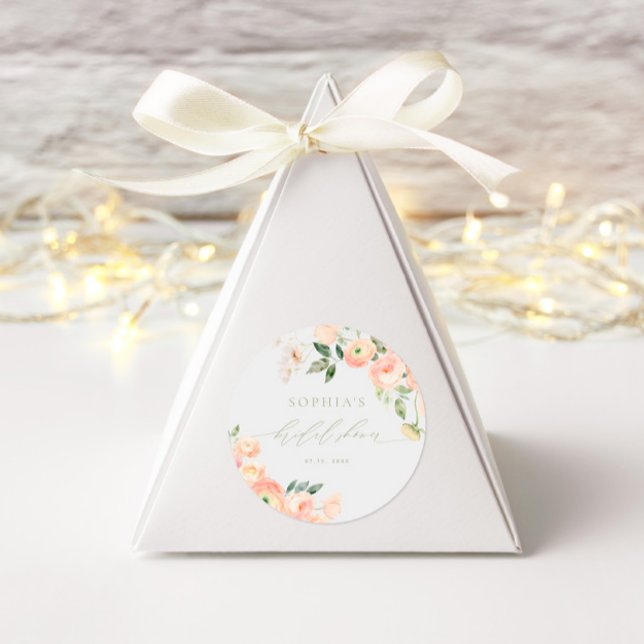 Adesivo Redondo Chá de panela Verde Elegante Blush & Sage (Criador carregado)