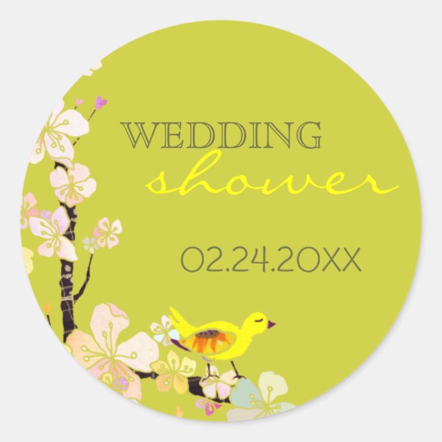 Adesivo Redondo Chá de panela Verde primavera Bird (Frente)