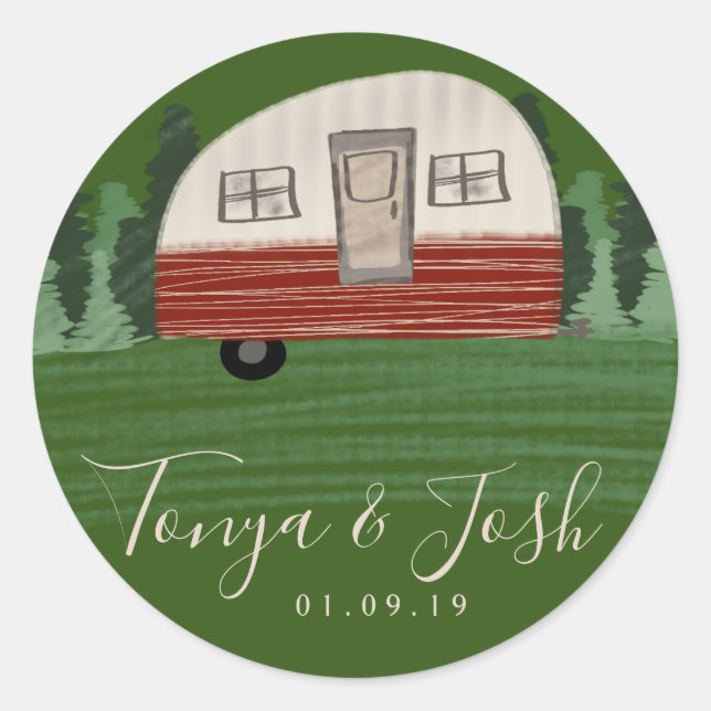 Adesivo Redondo Chá de panela Vintage Camper Getaway (Frente)