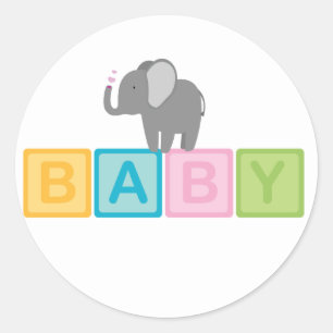Adesivo Redondo Chá do elefante do bebê
