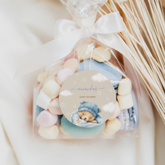 Adesivo Redondo Chá do Menino Azul Mínimo do Urso (Criador carregado)