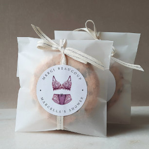 Adesivo Redondo Chá Francês Lingerie Obrigado Clássico Round St