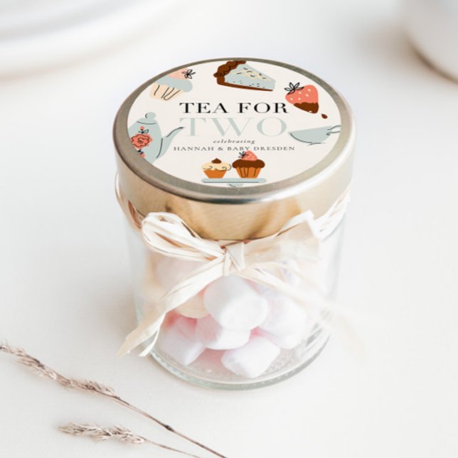 Adesivo Redondo Chá para Dois | Chá de fraldas Tea Party (Criador carregado)