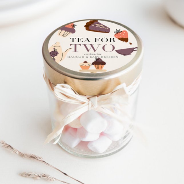 Adesivo Redondo Chá para Dois | Chá de fraldas Tea Party (Criador carregado)