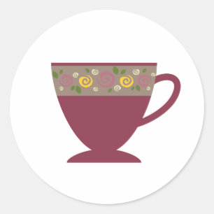 Adesivo Redondo Chá quente sazonal de inverno, caneca de café