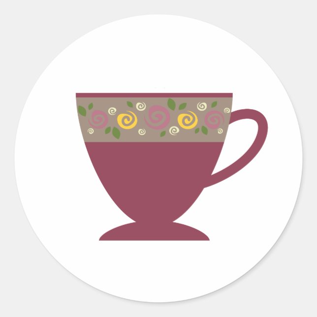 Adesivo Redondo Chá quente sazonal de inverno, caneca de café (Frente)