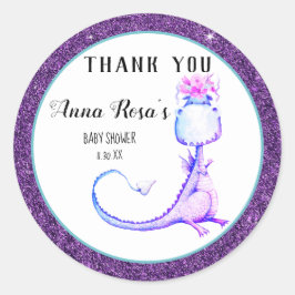 Adesivo Redondo *~* Chá Roxo Dragão Menina Obrigado