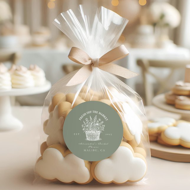 Adesivo Redondo Chá Rustic Market Garden (Criador carregado)