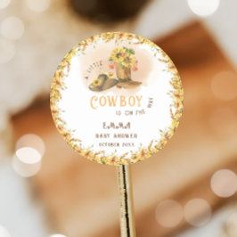 Adesivo Redondo Chá Rustic Wild West Boy