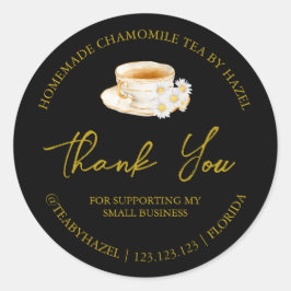 Adesivo Redondo Chá Simples de Camomile Homemade Obrigado Rótulo