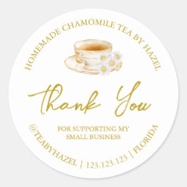 Adesivo Redondo Chá Simples de Camomile Homemade Obrigado Rótulo