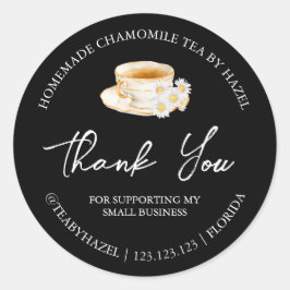 Adesivo Redondo Chá Simples de Camomile Homemade Obrigado Rótulo