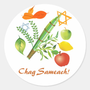 Adesivo Redondo Chag Sameach Sukkot