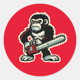 Adesivo Redondo Chainsaw Chimp