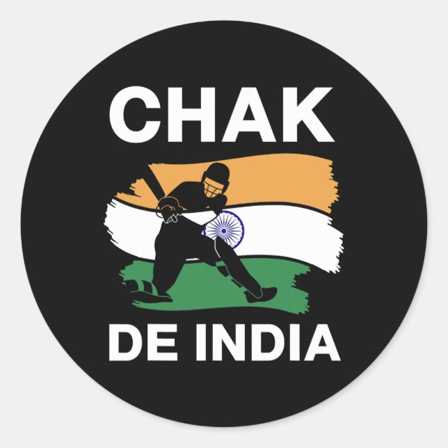 Adesivo Redondo Chak De India - Jogadores da Equipe de Críquete da (Frente)