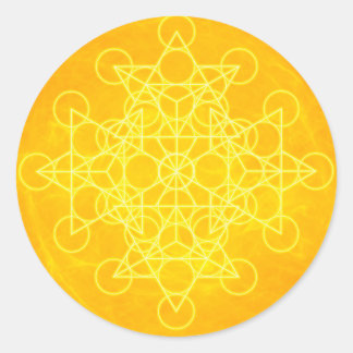 Adesivo Redondo Chakra Mandala Sagrada Geometria Brilhante Amarelo