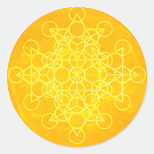 Adesivo Redondo Chakra Mandala Sagrada Geometria Brilhante Amarelo (Frente)
