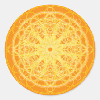 Adesivo Redondo Chakra Mandala Sagrada Geometria Laranja Brilhante