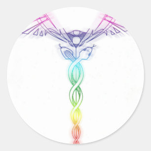 Adesivo Redondo Chakra Rainbow Caduceus