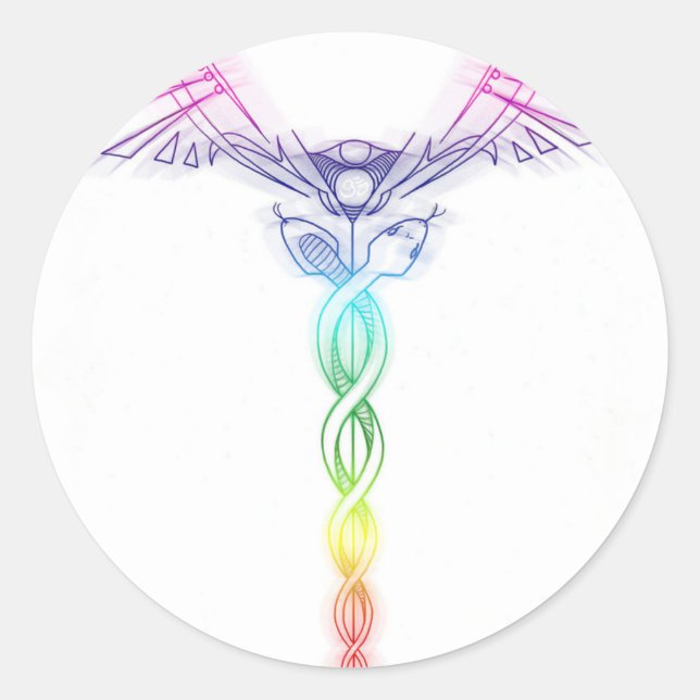 Adesivo Redondo Chakra Rainbow Caduceus (Frente)