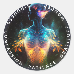 Adesivo Redondo Chakras   Auras Humanas   Calor de energia