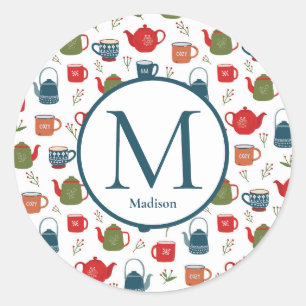 Adesivo Redondo Chaleiras Mangueiras Pregadas Padrões Monograma Cl