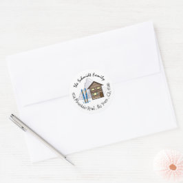 Adesivo Redondo Chalet Mountain and Skis White Envelope Seal