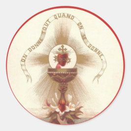 Adesivo Redondo Chalice Cross Rosa Comunhão Hospedeiro Jesus Altar