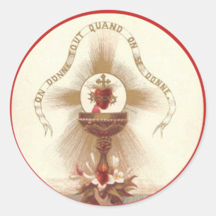 Adesivo Redondo Chalice Cross Rosa Comunhão Hospedeiro Jesus Altar