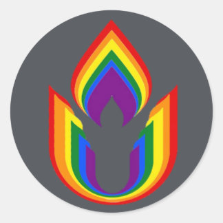Adesivo Redondo Chalice flamejante da universalidade Unitária LGBT
