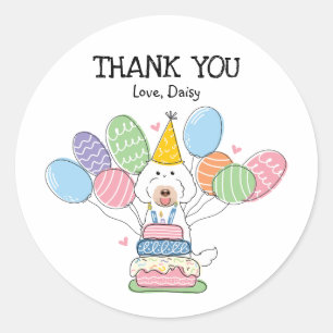 Adesivo Redondo Chalk Labradoodle Birthday Favor Tags Sticker